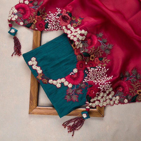 Maroon Colour Embroidery Lace Border Designer Saree With Blouse