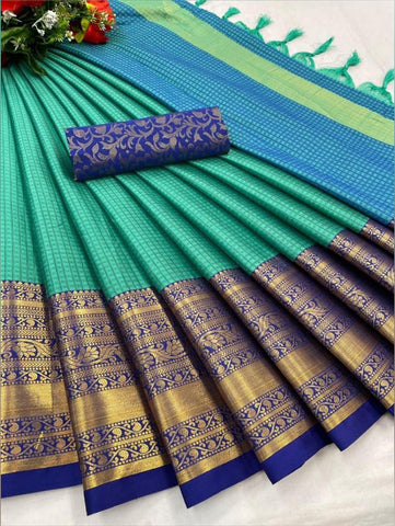 Assemblage Rama Soft Silk Saree With Inspiring Blouse Piece
