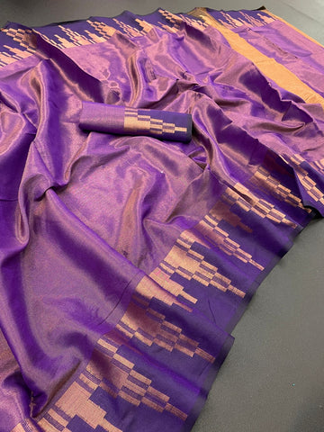 Wonderful Purple Soft Silk Saree With Stylish Blouse Piece