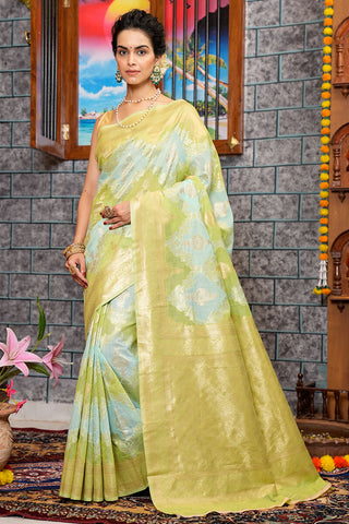 Devastating Sky Linen Cotton Silk Saree With Admirable Blouse Piece