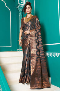 Staggering Black Soft Banarasi Silk Saree With Murmurous Blouse Piece