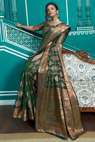 Confounding Maroon Soft Banarasi Silk Saree With Gossamer Blouse Piece