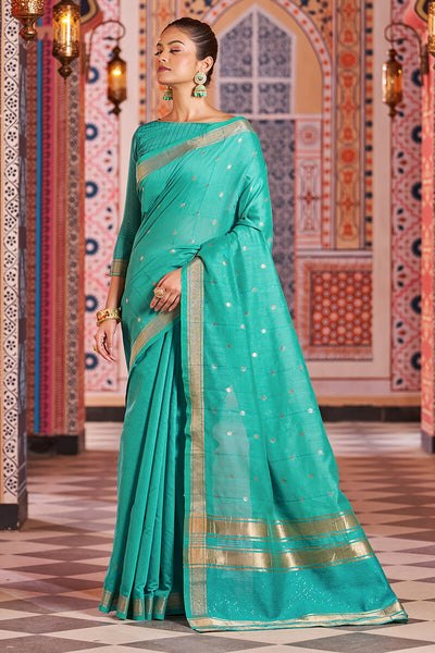 Scintilla Rama Linen Cotton Silk Saree With Lagniappe Blouse Piece
