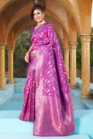 Surreptitious Purple Soft Banarasi Silk Saree With Redolent Blouse Piece