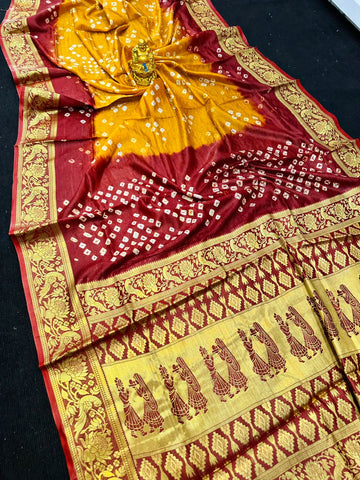Opulent Yellow Banarasi Silk Saree With Majesty Blouse Piece