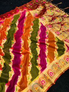 Majesty Multicolor Orgeanza Silk Saree With Prominent Blouse Piece