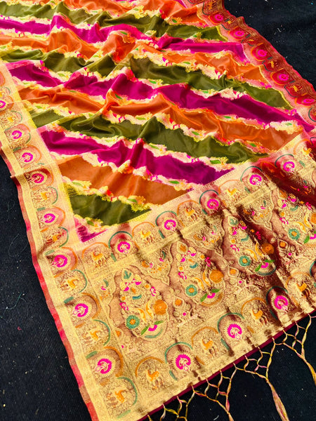 Majesty Multicolor Orgeanza Silk Saree With Prominent Blouse Piece