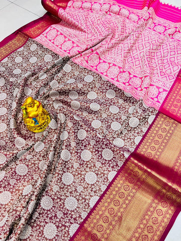 Adoring Wine Kanjivaram Silk With Bewitching Blouse Piece