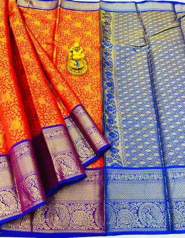 Demanding Red Kanjivaram Silk With Intricate  Blouse Piece