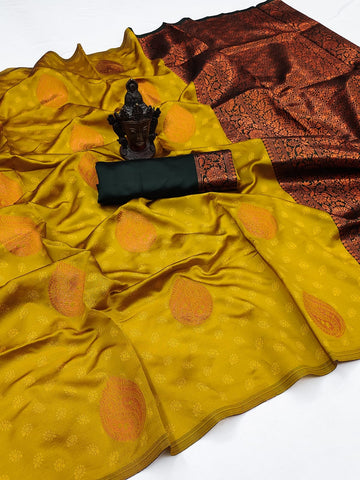 Admirable Mustard Soft Silk Saree With Enticing Blouse Piece